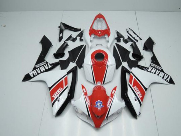 Factory Red White 2007-2008 Yamaha YZF R1 Motorcycle Fairings Factory Red White 2007-2008 Yamaha YZF R1 Motorcycle Fairings