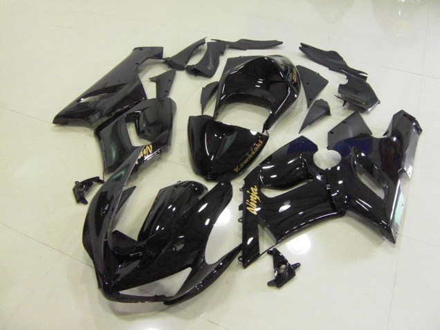 Glossy Black Gold Decals 2005-2006 Kawasaki ZX6R Motorcycle Fairings Glossy Black Gold Decals 2005-2006 Kawasaki ZX6R Motorcycle Fairings