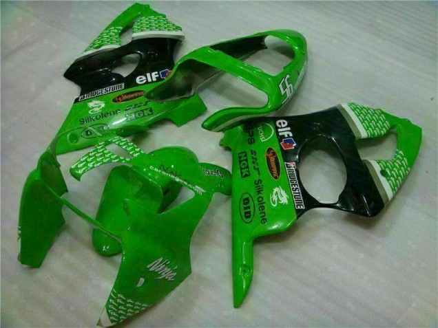 Green Black 2000-2002 Kawasaki ZX6R Motorcycle Fairing Green Black 2000-2002 Kawasaki ZX6R Motorcycle Fairing