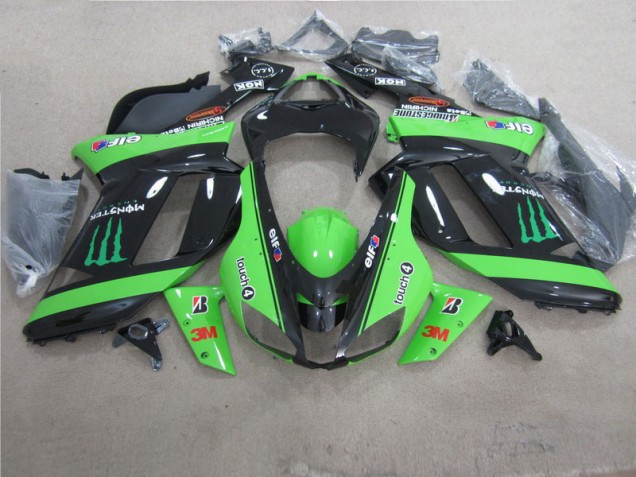 Green Black 3M Monster 2007-2008 Kawasaki ZX6R Motorcycle Fairings Green Black 3M Monster 2007-2008 Kawasaki ZX6R Motorcycle Fairings