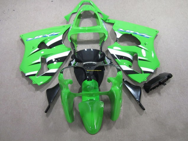 Green Black White 2000-2002 Kawasaki ZX6R Motorcycle Fairing Green Black White 2000-2002 Kawasaki ZX6R Motorcycle Fairing