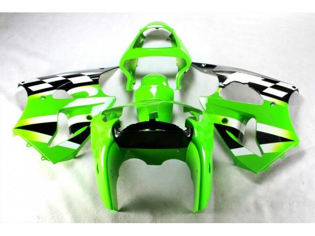 Green Black White 2000-2002 Kawasaki ZX6R Motorcycle Fairings Green Black White 2000-2002 Kawasaki ZX6R Motorcycle Fairings