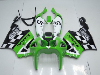 Green Black and White 1996-2003 Kawasaki ZX7R Motorcycle Fairings