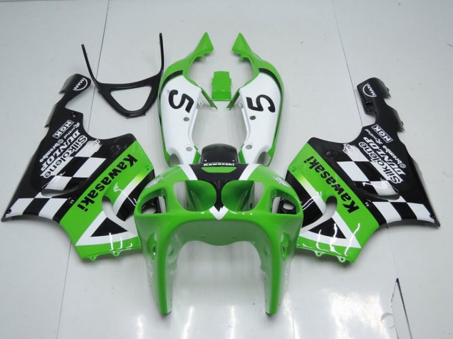 Green Black and White 1996-2003 Kawasaki ZX7R Motorcycle Fairings Green Black and White 1996-2003 Kawasaki ZX7R Motorcycle Fairings