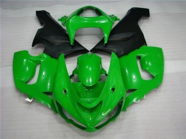 Green Matte Black 2005-2006 Kawasaki ZX6R Motorcycle Fairings