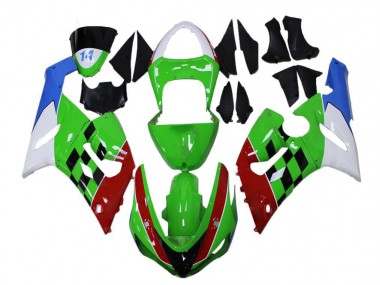 Green Red White Blue 2005-2006 Kawasaki ZX6R Motorcycle Fairings