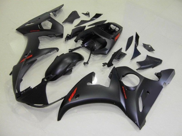 Matte Black Red Decals 2003-2005 Yamaha YZF R6 Motorcycle Fairings Matte Black Red Decals 2003-2005 Yamaha YZF R6 Motorcycle Fairings