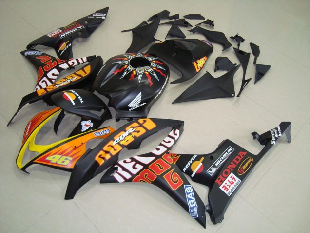 Matte Black Rossi 2007-2008 Honda CBR600RR Motorcycle Fairings Matte Black Rossi 2007-2008 Honda CBR600RR Motorcycle Fairings