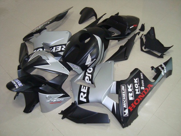 Matte Black Silver Repsol 2005-2006 Honda CBR600RR Motorcycle Fairings Matte Black Silver Repsol 2005-2006 Honda CBR600RR Motorcycle Fairings