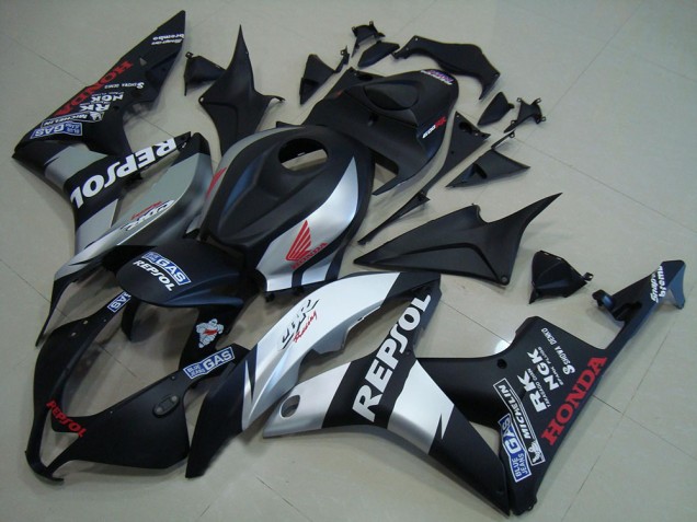 Matte Black Silver Repsol 2007-2008 Honda CBR600RR Motorcycle Fairings Matte Black Silver Repsol 2007-2008 Honda CBR600RR Motorcycle Fairings