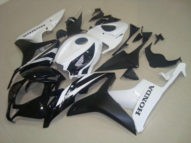 Matte Black White 2007-2008 Honda CBR600RR Motorcycle Fairings