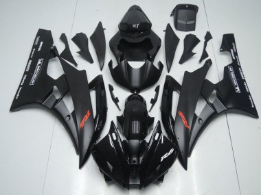 Matte Black and Glossy Black 2006-2007 Yamaha YZF R6 Motorcycle Fairings