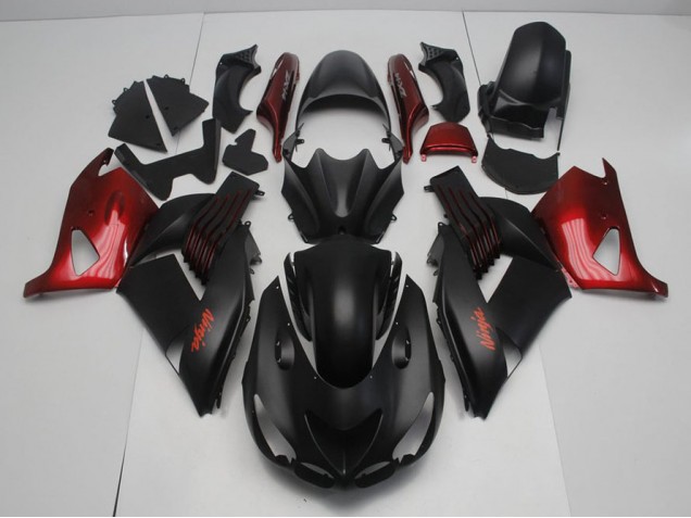 Matte Black and Red 2006-2011 Kawasaki ZX14R ZZR1400 Motorcycle Fairings Matte Black and Red 2006-2011 Kawasaki ZX14R ZZR1400 Motorcycle Fairings