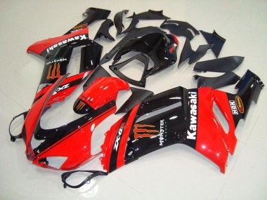 Monster In Red 2007-2008 Kawasaki ZX6R Motorcycle Fairings