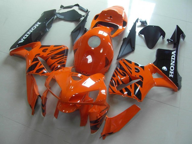 Orange Black Flame 2005-2006 Honda CBR600RR Motorcycle Fairings Orange Black Flame 2005-2006 Honda CBR600RR Motorcycle Fairings