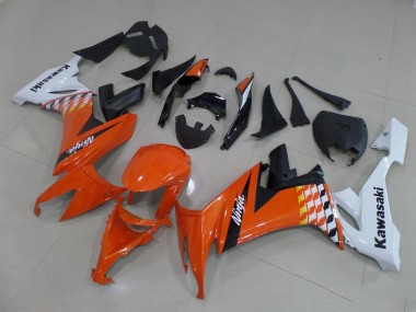 Orange and White 2008-2010 Kawasaki ZX10R Motorcycle Fairings