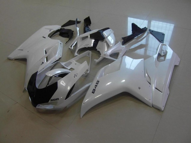 Pearl White Black Stripe 2007-2014 Ducati 848 1098 1198 Motorcycle Fairings Pearl White Black Stripe 2007-2014 Ducati 848 1098 1198 Motorcycle Fairings