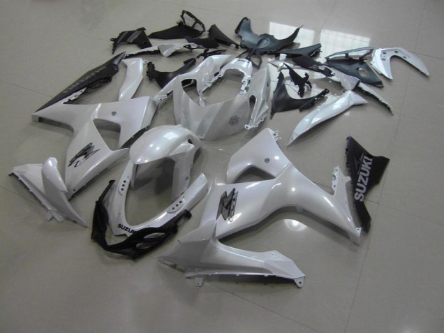 Pearl White and Black 2009-2016 Suzuki GSXR 1000 Motorcycle Fairings