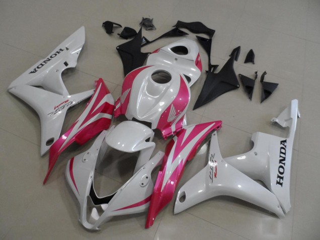 Pearl White with Pink 2007-2008 Honda CBR600RR Motorcycle Fairings Pearl White with Pink 2007-2008 Honda CBR600RR Motorcycle Fairings