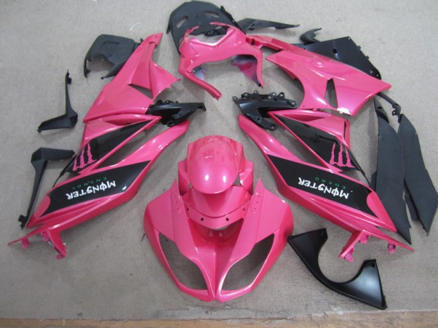 Pink Black Monster 2009-2012 Kawasaki ZX6R Motorcycle Fairings