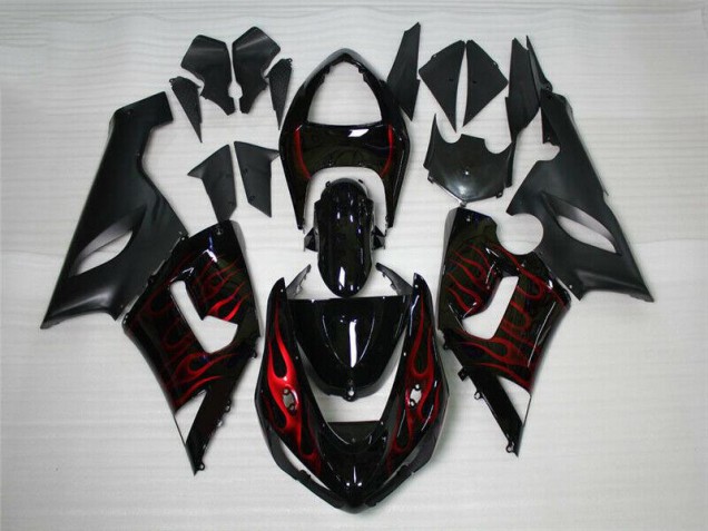 Red Black 2005-2006 Kawasaki ZX6R Motorcycle Fairings Red Black 2005-2006 Kawasaki ZX6R Motorcycle Fairings