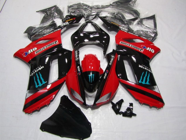 Red Black Monster 2007-2008 Kawasaki ZX6R Motorcycle Fairings Red Black Monster 2007-2008 Kawasaki ZX6R Motorcycle Fairings