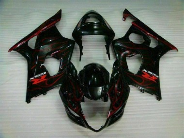 Red Flame 2003-2004 Suzuki GSXR 1000 Motorcycle Fairings