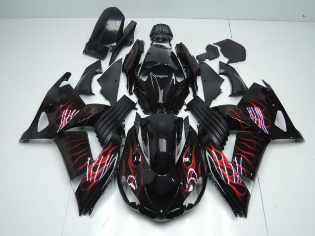 Red Flame 2006-2011 Kawasaki ZX14R ZZR1400 Motorcycle Fairings Red Flame 2006-2011 Kawasaki ZX14R ZZR1400 Motorcycle Fairings
