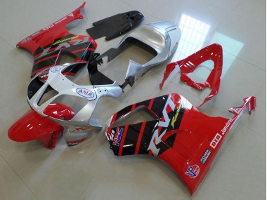 Red Silver 2000-2006 Honda VTR1000 Motorcycle Fairings