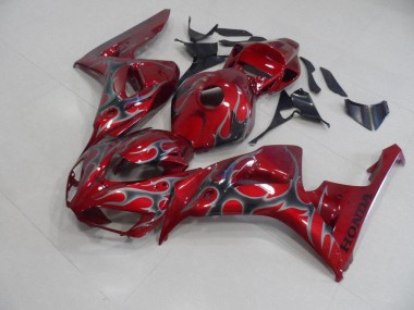 Red Silver Flame 2006-2007 Honda CBR1000RR Motorcycle Fairings