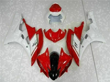 Red White 2006-2007 Yamaha YZF R6 Full Motorcycle Fairing Kits