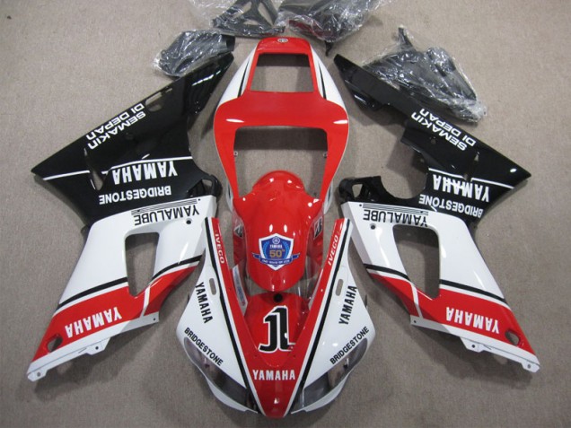 Red White Black 50 1998-1999 Yamaha YZF R1 Motorcycle Fairings Red White Black 50 1998-1999 Yamaha YZF R1 Motorcycle Fairings