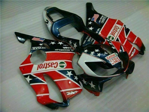 Red White Blue Castrol Cycle World 2001-2003 Honda CBR600 F4i Motorcycle Fairings Red White Blue Castrol Cycle World 2001-2003 Honda CBR600 F4i Motorcycle Fairings
