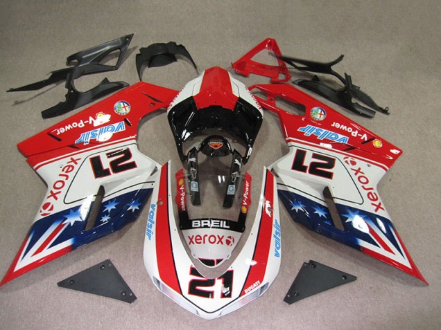 Red White Breil Xerox 21 2007-2014 Ducati 1098 Motorcycle Fairings Red White Breil Xerox 21 2007-2014 Ducati 1098 Motorcycle Fairings