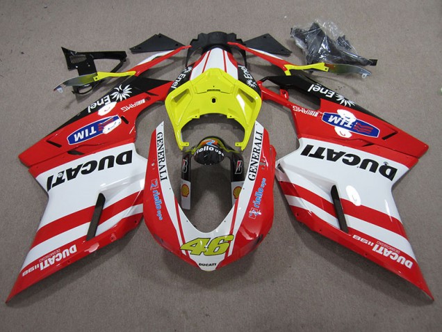 Red White Generali 46 2007-2014 Ducati 1098 848 Motorcycle Fairings Red White Generali 46 2007-2014 Ducati 1098 848 Motorcycle Fairings