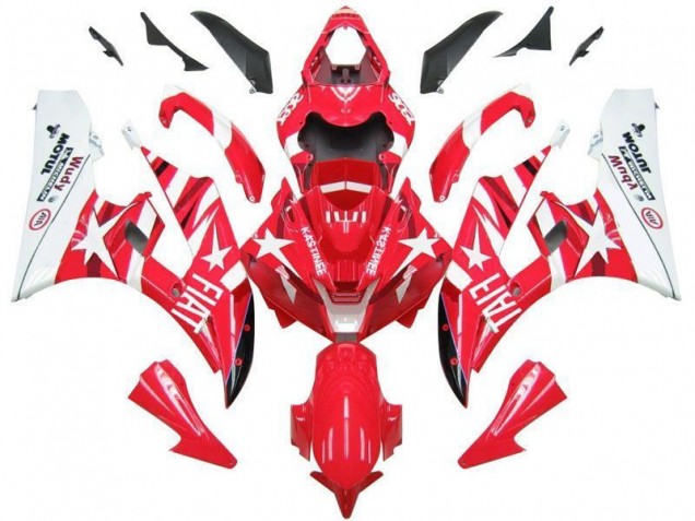 Red White Star Fiat 2006-2007 Yamaha YZF R6 Motorcycle Fairings Red White Star Fiat 2006-2007 Yamaha YZF R6 Motorcycle Fairings