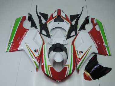 Red White and Green 2007-2014 Ducati 848 1098 1198 Motorcycle Fairings