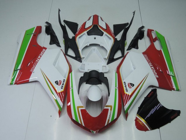 Red White and Green 2007-2014 Ducati 848 1098 1198 Motorcycle Fairings Red White and Green 2007-2014 Ducati 848 1098 1198 Motorcycle Fairings