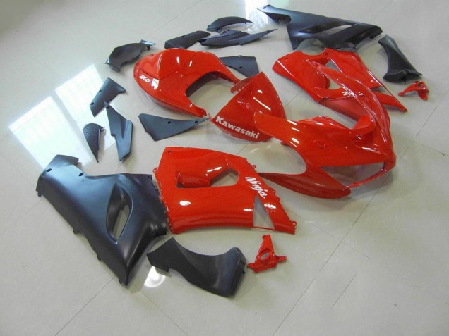 Red and Matte Black 2005-2006 Kawasaki ZX6R Motorcycle Fairings Red and Matte Black 2005-2006 Kawasaki ZX6R Motorcycle Fairings