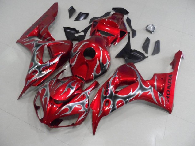 Red with Black Grey Flame 2006-2007 Honda CBR1000RR Motorcycle Fairings Red with Black Grey Flame 2006-2007 Honda CBR1000RR Motorcycle Fairings