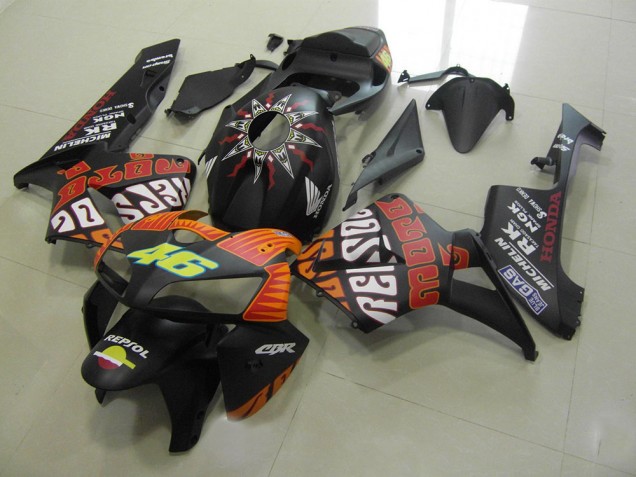 Rossi Matte Black 2005-2006 Honda CBR600RR Motorcycle Fairings Rossi Matte Black 2005-2006 Honda CBR600RR Motorcycle Fairings