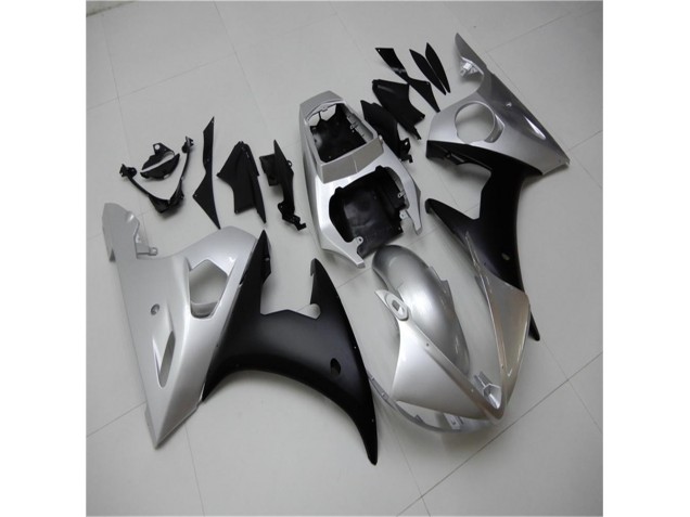 Silver Black 2003-2005 Yamaha YZF R6 Motorcycle Fairings Silver Black 2003-2005 Yamaha YZF R6 Motorcycle Fairings