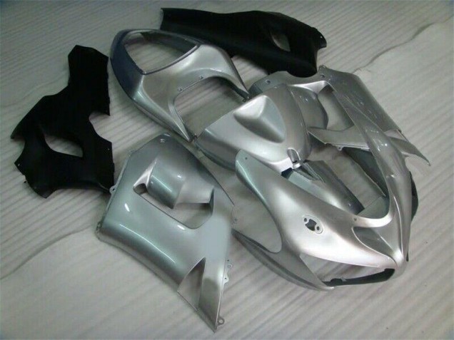 Silver Black 2005-2006 Kawasaki ZX6R Motorcycle Fairings Silver Black 2005-2006 Kawasaki ZX6R Motorcycle Fairings