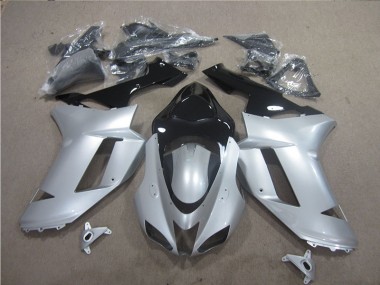 Silver Black 2007-2008 Kawasaki ZX6R Motorcycle Fairings