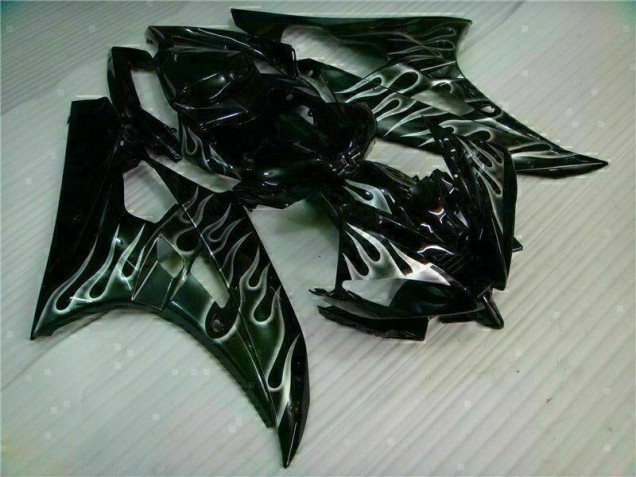 Silver Flame Black 2006-2007 Yamaha YZF R6 Motorcycle Fairings Silver Flame Black 2006-2007 Yamaha YZF R6 Motorcycle Fairings