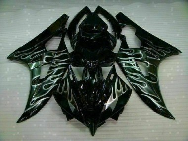 Silver Flame Black 2006-2007 Yamaha YZF R6 Motorcycle Fairings