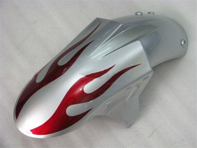 Silver Red Flames 2005-2006 Kawasaki ZX6R Motorcycle Fairings Silver Red Flames 2005-2006 Kawasaki ZX6R Motorcycle Fairings