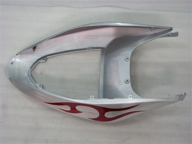 Silver Red Flames 2005-2006 Kawasaki ZX6R Motorcycle Fairings Silver Red Flames 2005-2006 Kawasaki ZX6R Motorcycle Fairings