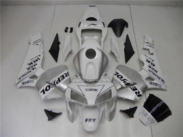 Silver White Black Repsol 2003-2004 Honda CBR600RR Motorcycle Fairings Silver White Black Repsol 2003-2004 Honda CBR600RR Motorcycle Fairings