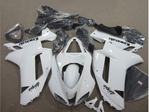 White 2007-2008 Kawasaki ZX6R Motorcycle Fairings White 2007-2008 Kawasaki ZX6R Motorcycle Fairings